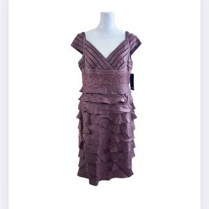 Adrianna Papell Occasions Cap Sleeve Beaded Tiered Ruffle Dress